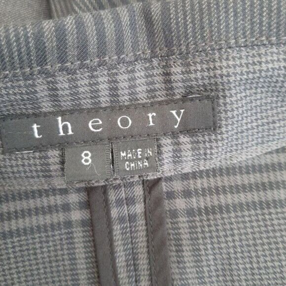 THEORY Zerena Wool & Cotton Blend Plaid Blazer Jacket Sz 8 - Picture 9 of 10